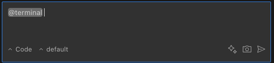 Terminal mention example showing terminal output being included in Roo's context